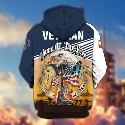 Premium US Veterans Zip Hoodie HC151001, Home Of The Free Because Of The Brave, Gifts For US Veterans, easychoo.com