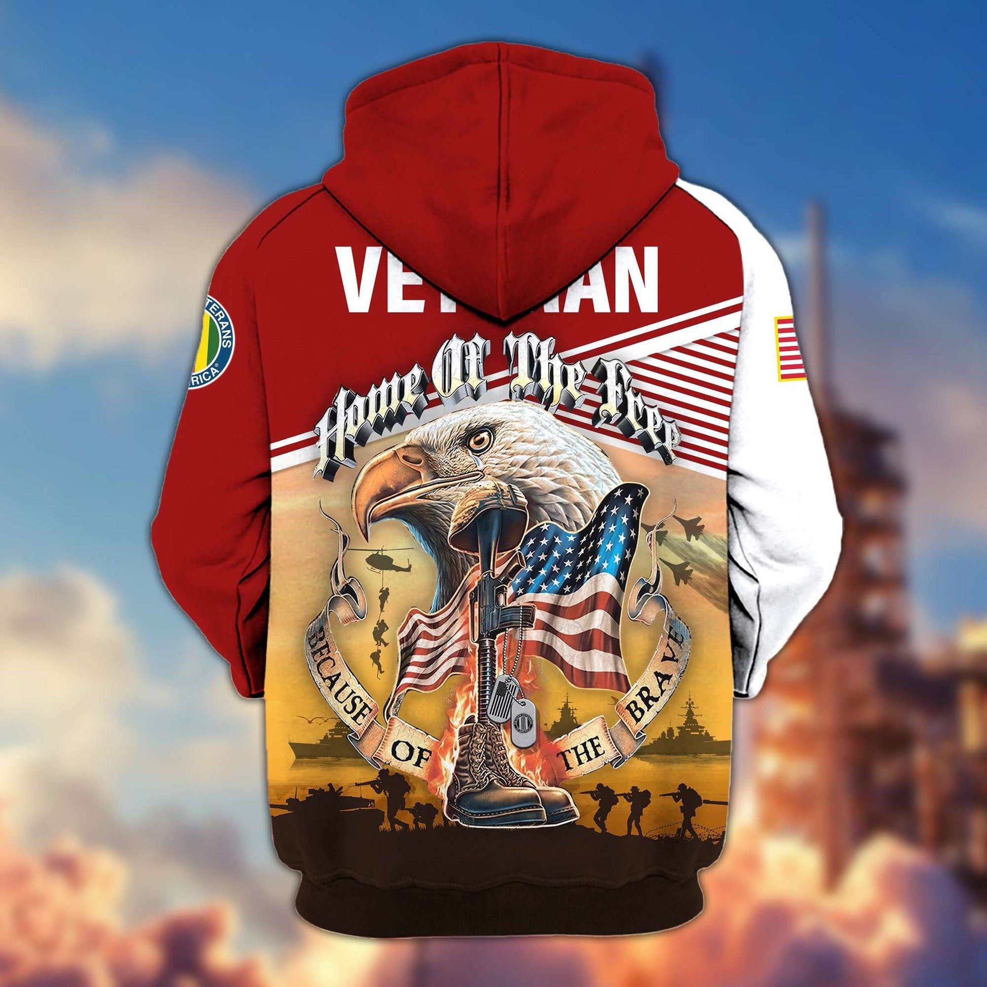 Premium US Veterans Zip Hoodie HC151001, Home Of The Free Because Of The Brave, Gifts For US Veterans, easychoo.com
