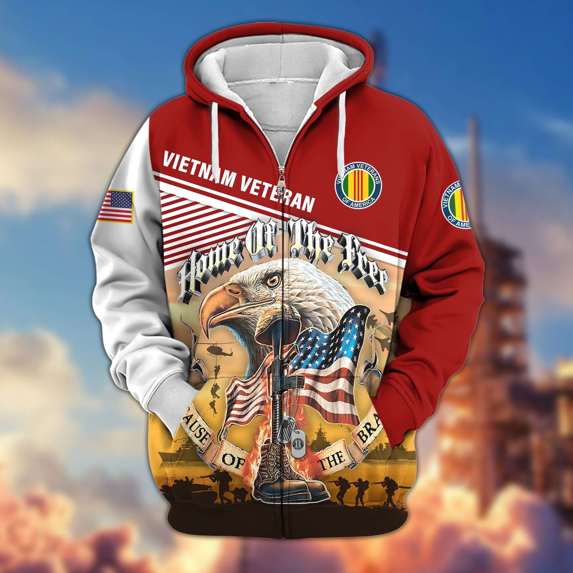 Premium US Veterans Zip Hoodie HC151001, Home Of The Free Because Of The Brave, Gifts For US Veterans, easychoo.com