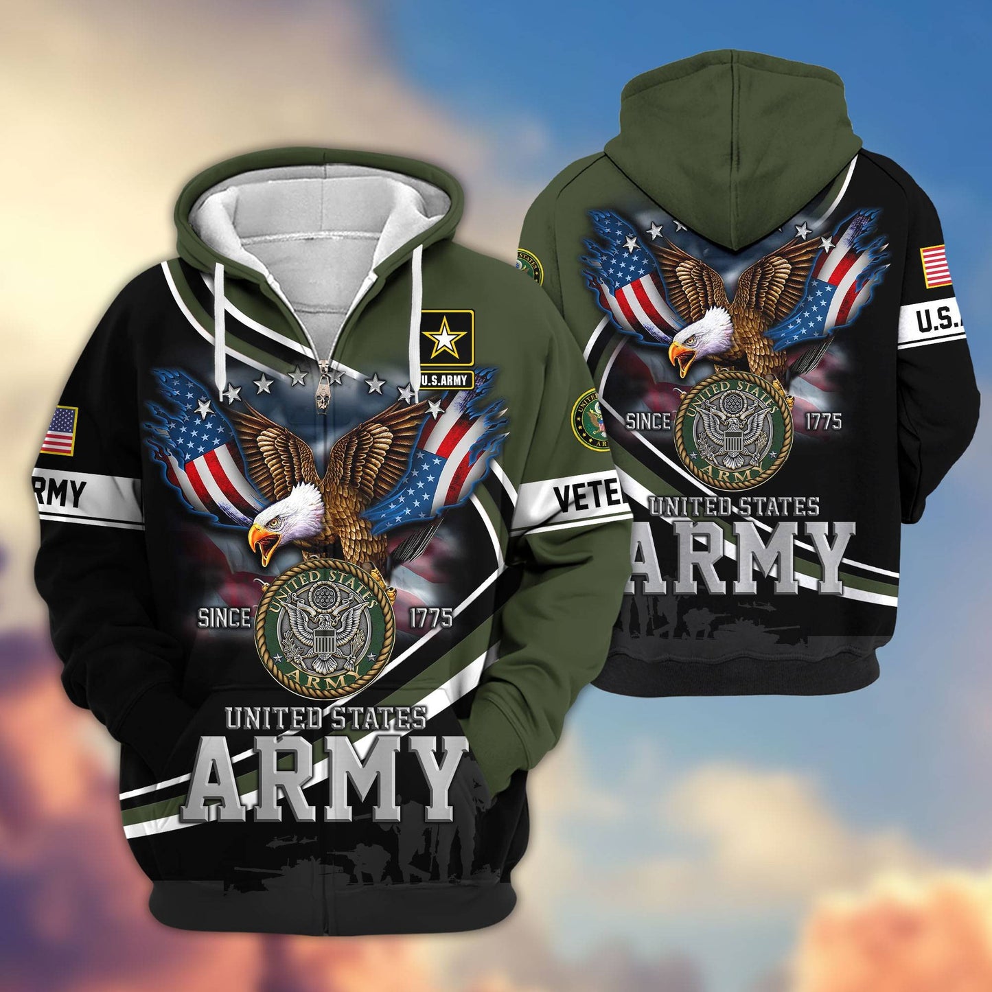 Premium US Veterans Zip Hoodie HG211012, Gifts For US Veterans, easychoo.com