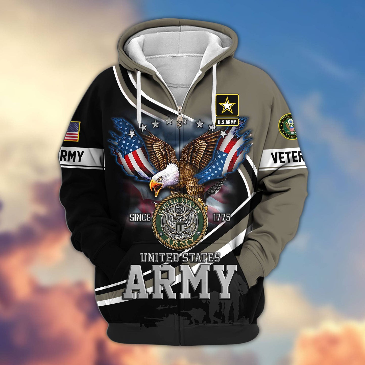 Premium US Veterans Zip Hoodie HG211012, Gifts For US Veterans, easychoo.com