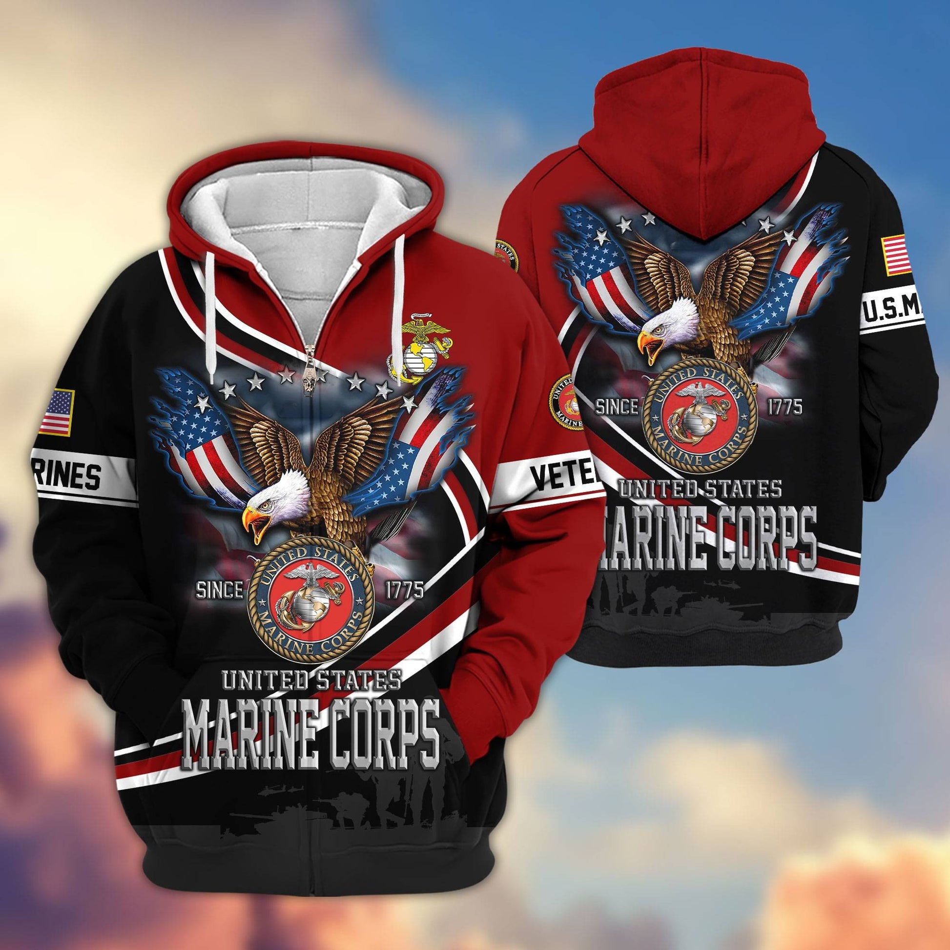 Premium US Veterans Zip Hoodie HG211012, Gifts For US Veterans, easychoo.com