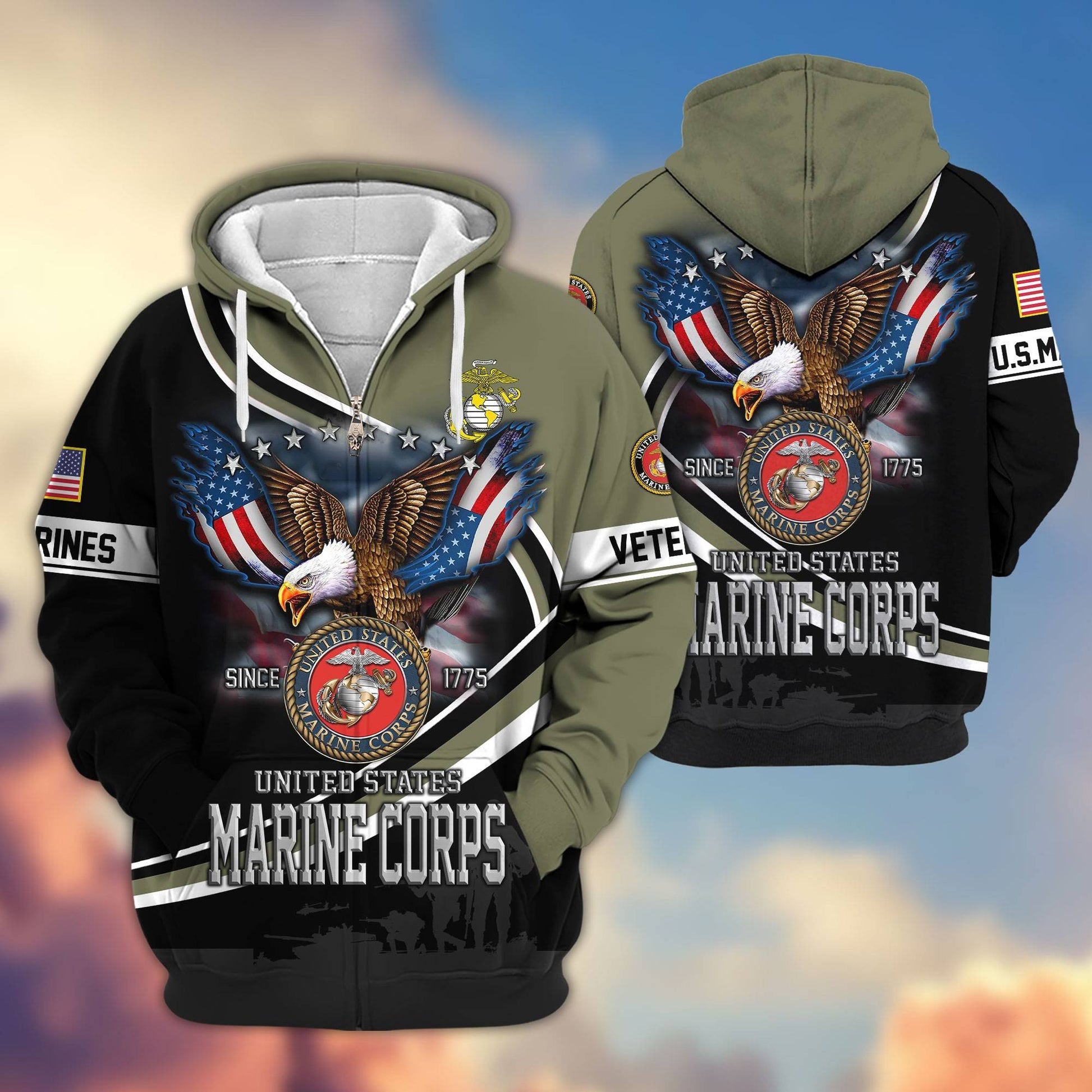 Premium US Veterans Zip Hoodie HG211012, Gifts For US Veterans, easychoo.com