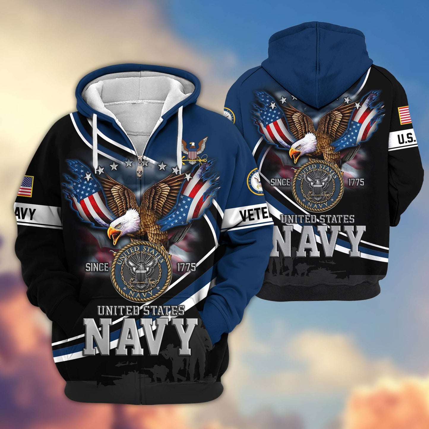 Premium US Veterans Zip Hoodie HG211012, Gifts For US Veterans, easychoo.com