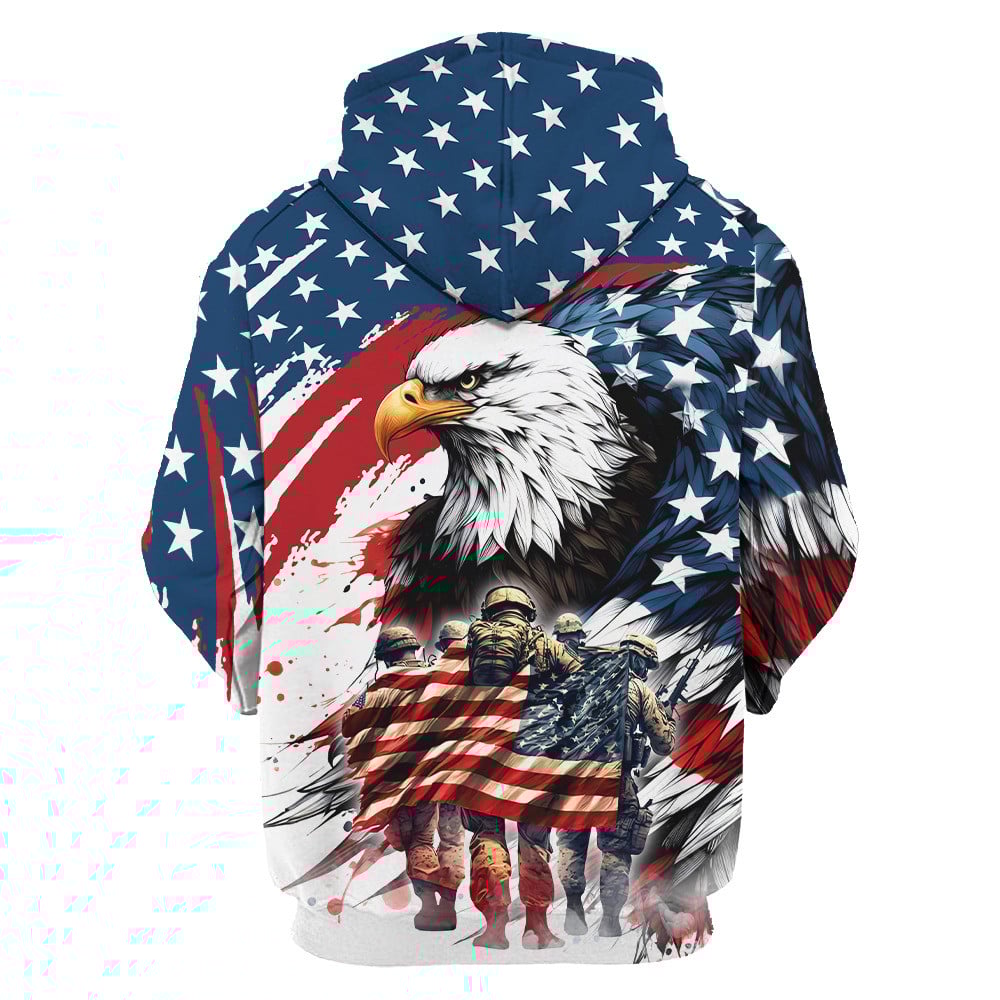 Zip Hoodie - Let Freedom Ring, Independence Day, Veterans Day , Gifts for veterans