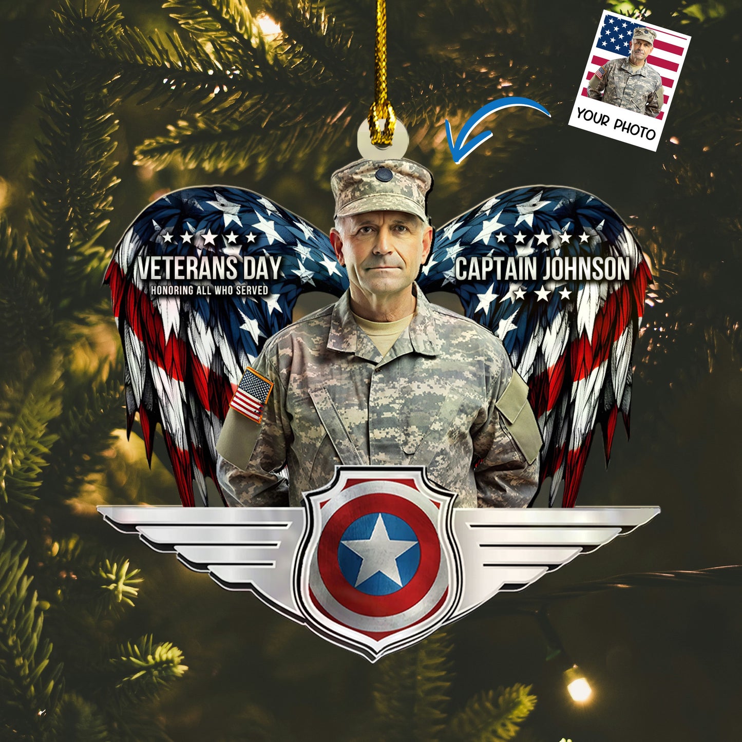 Christmas Gift For Soldier, Veteran Day - Personalized Acrylic Photo Ornament, easychoo.com