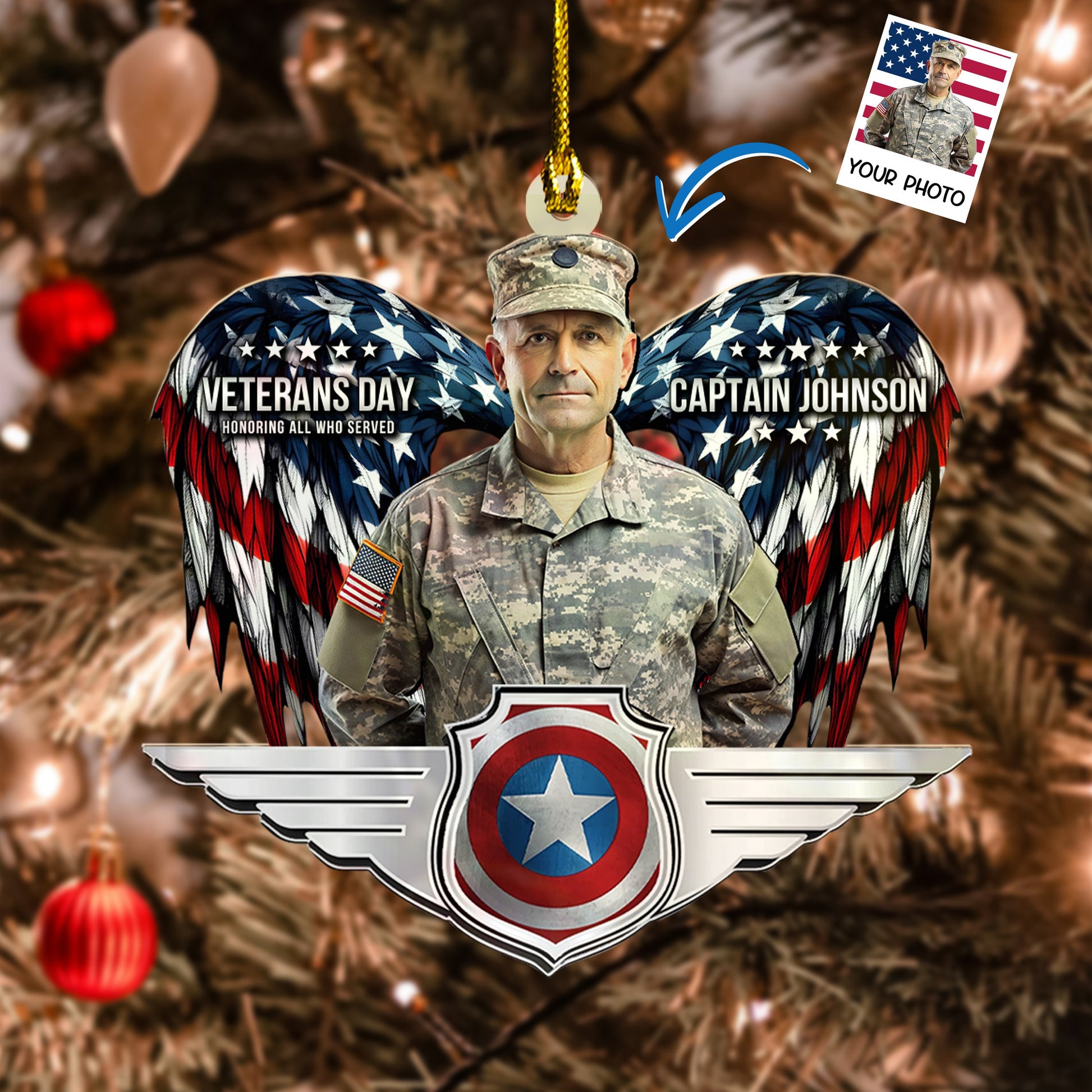 Christmas Gift For Soldier, Veteran Day - Personalized Acrylic Photo Ornament, easychoo.com