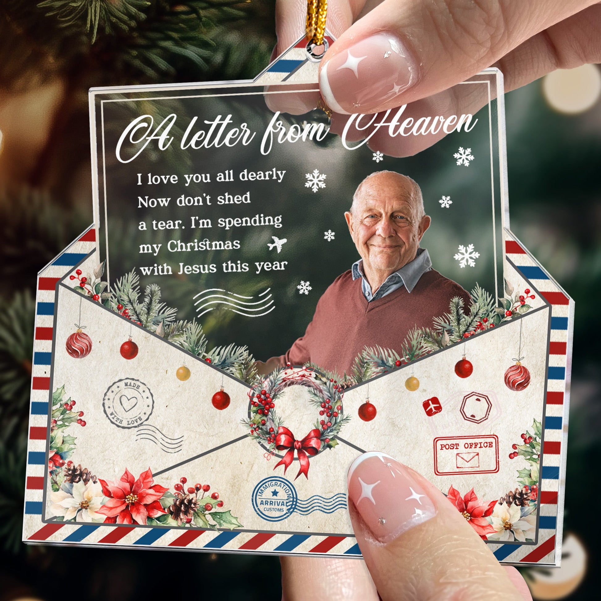 A Letter From Heaven Vintage Style - Personalized Acrylic Photo Ornament- Christmas Gift For Soldier, Veteran Day, easychoo.com