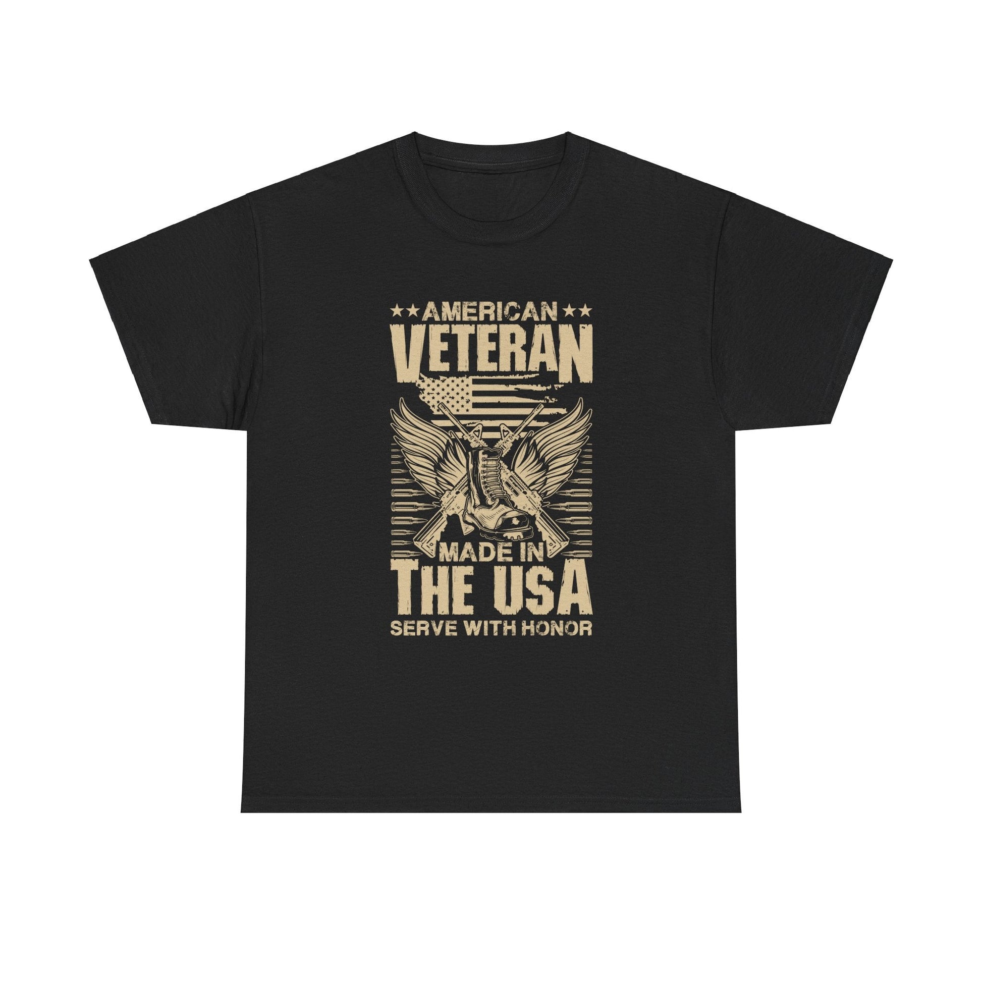 American Veteran Made In The USA Serve With Honor - Veterans Day, Veterans US, Gifts for Veterans, Unisex Standard T-Shirt, easychoo.com