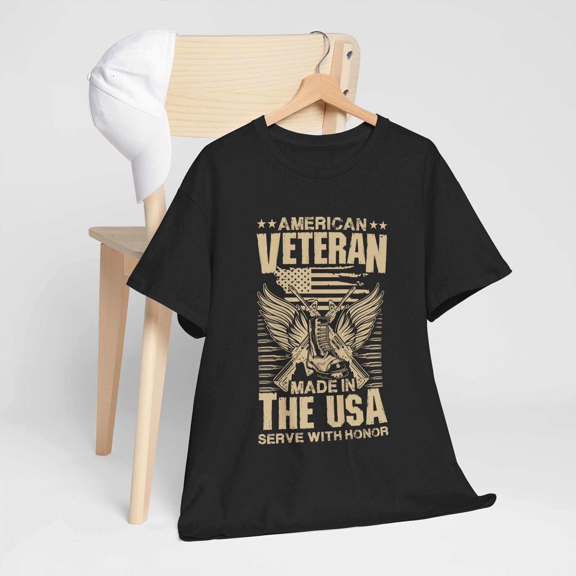 American Veteran Made In The USA Serve With Honor - Veterans Day, Veterans US, Gifts for Veterans, Unisex Standard T-Shirt, easychoo.com