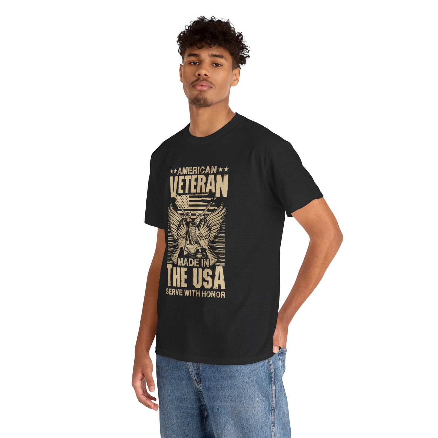 American Veteran Made In The USA Serve With Honor - Veterans Day, Veterans US, Gifts for Veterans, Unisex Standard T-Shirt, easychoo.com