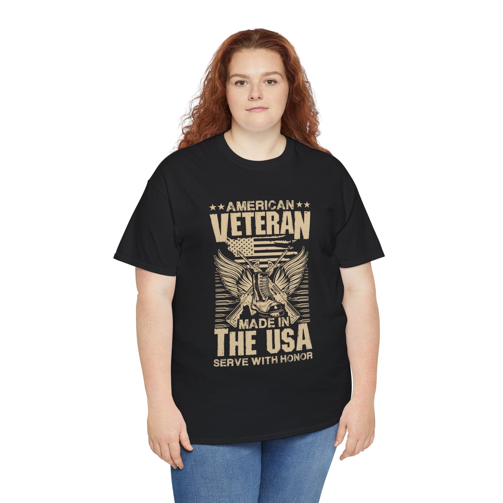 American Veteran Made In The USA Serve With Honor - Veterans Day, Veterans US, Gifts for Veterans, Unisex Standard T-Shirt, easychoo.com