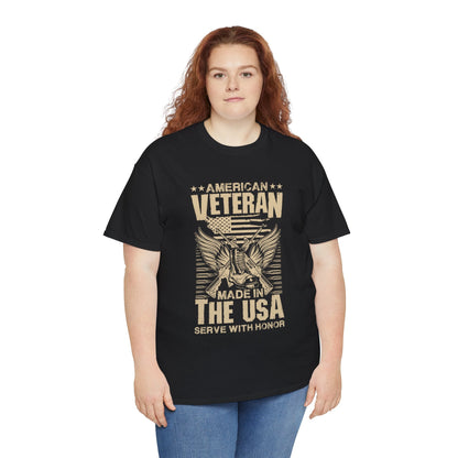 American Veteran Made In The USA Serve With Honor - Veterans Day, Veterans US, Gifts for Veterans, Unisex Standard T-Shirt, easychoo.com