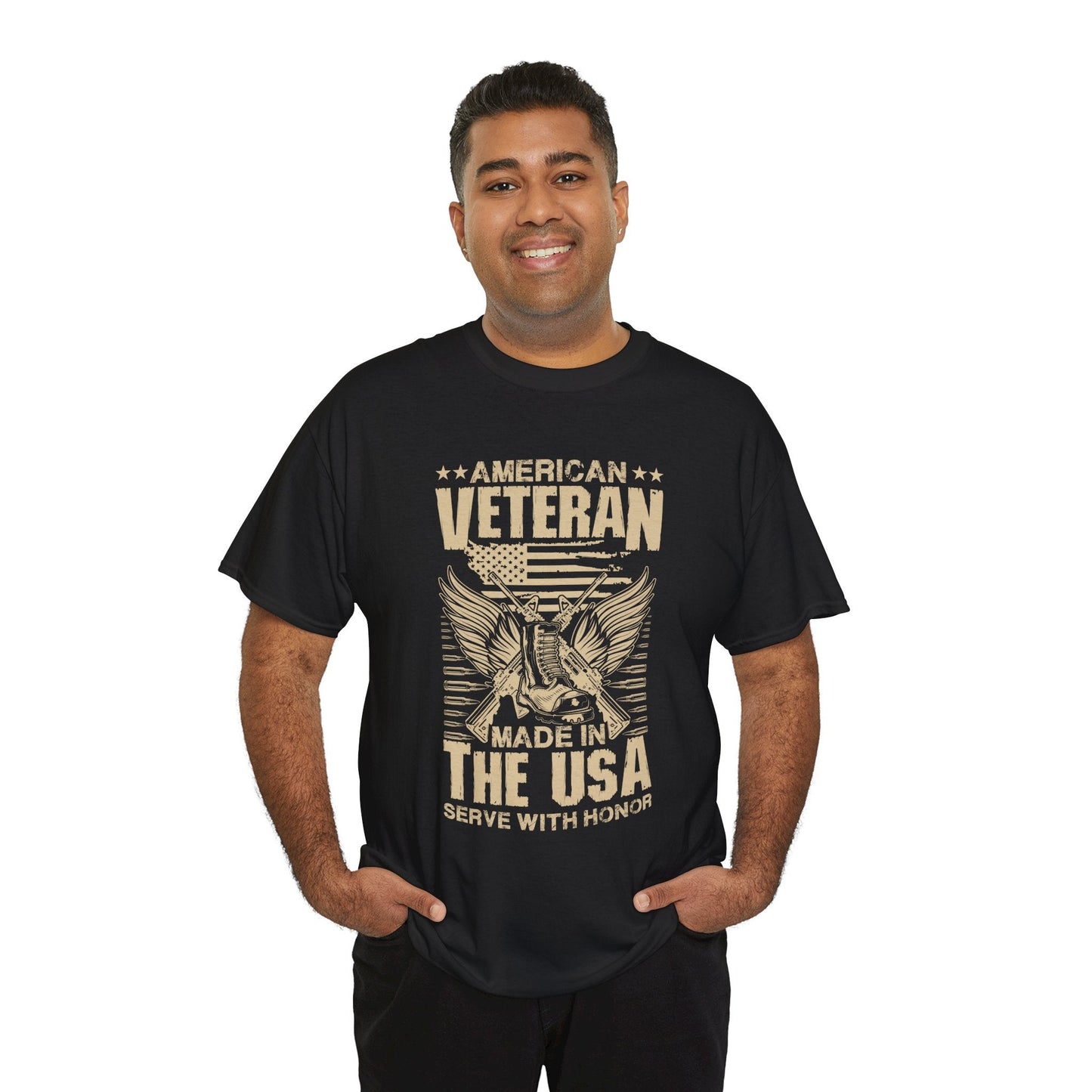 American Veteran Made In The USA Serve With Honor - Veterans Day, Veterans US, Gifts for Veterans, Unisex Standard T-Shirt, easychoo.com