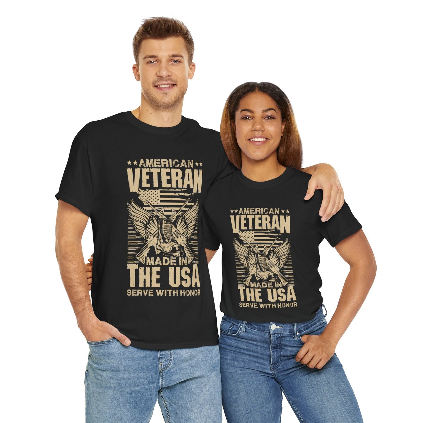 American Veteran Made In The USA Serve With Honor - Veterans Day, Veterans US, Gifts for Veterans, Unisex Standard T-Shirt, easychoo.com