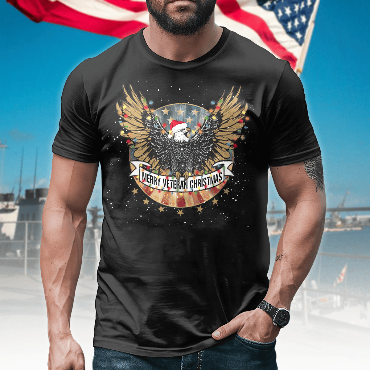 Veterans Day 2024, Merry Veteran Christmas - Personalized Shirt, easychoo.com