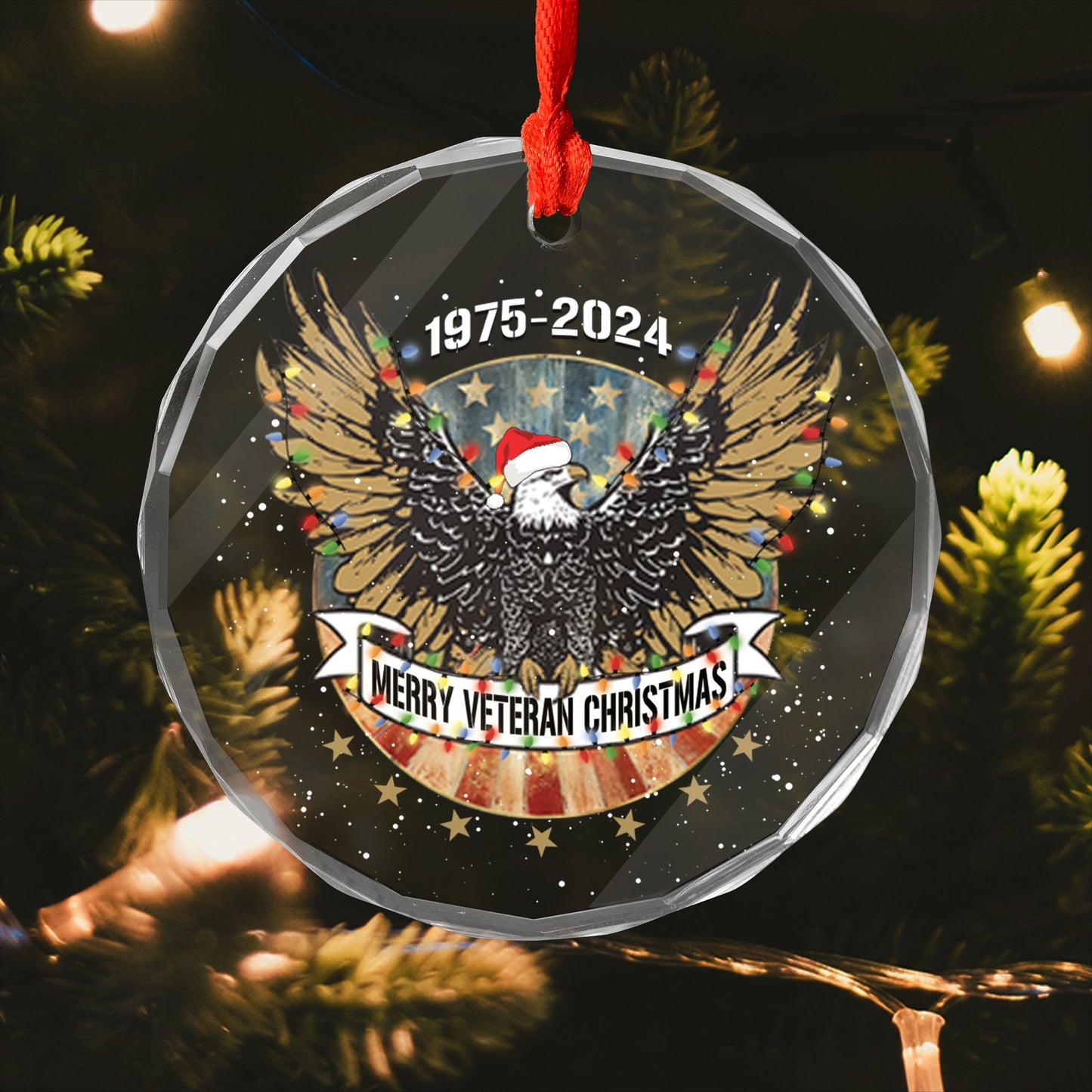Veterans Day 2024, Merry Veteran Christmas - Personalized Glass Ornament, easychoo.com