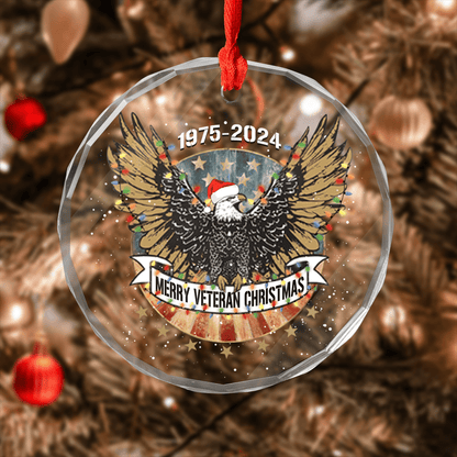 Veterans Day 2024, Merry Veteran Christmas - Personalized Glass Ornament, easychoo.com