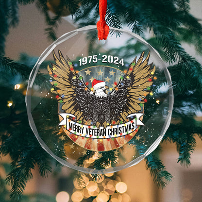 Veterans Day 2024, Merry Veteran Christmas - Personalized Glass Ornament, easychoo.com