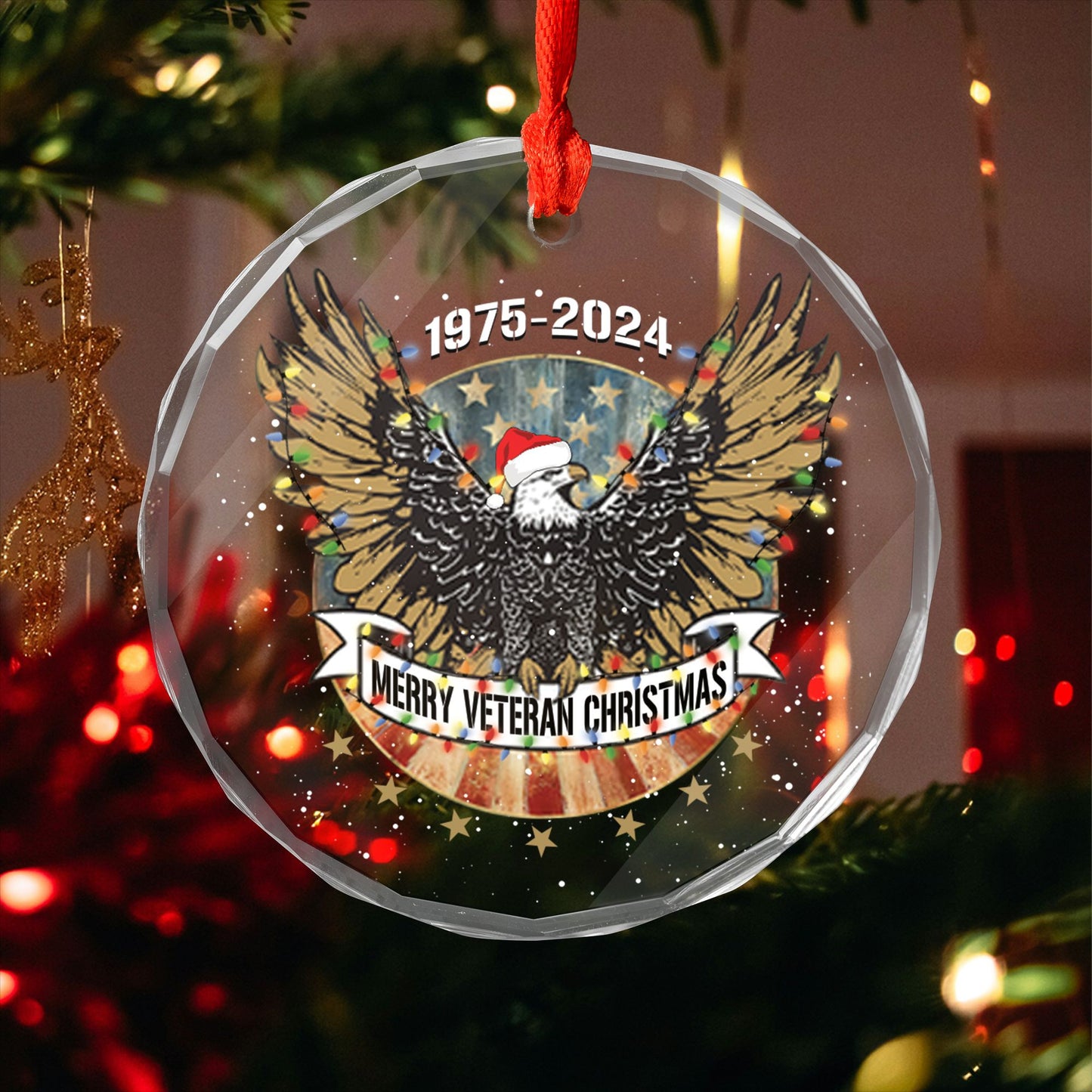 Veterans Day 2024, Merry Veteran Christmas - Personalized Glass Ornament, easychoo.com