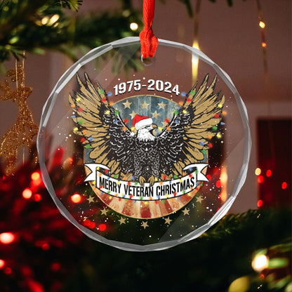Veterans Day 2024, Merry Veteran Christmas - Personalized Glass Ornament, easychoo.com