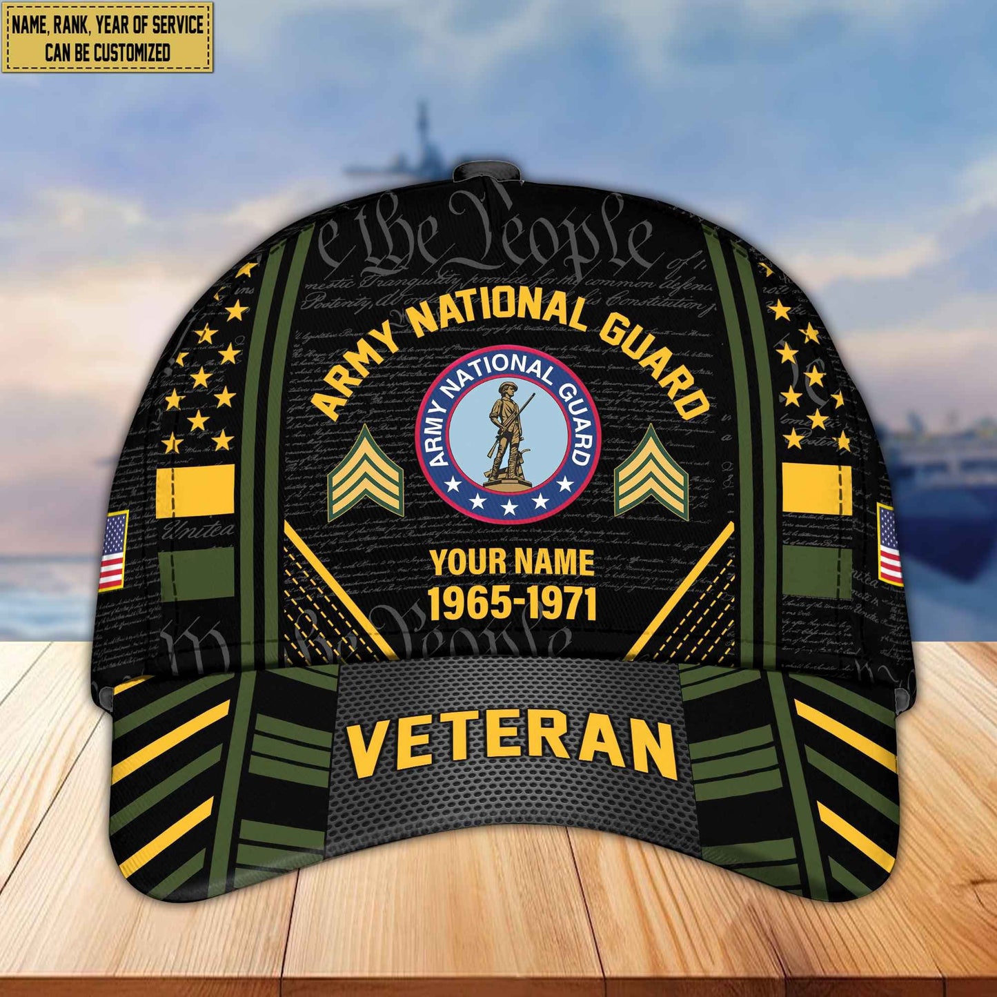 Premium Custom Name, Rank, Years Of Service US Veterans Cap da060801