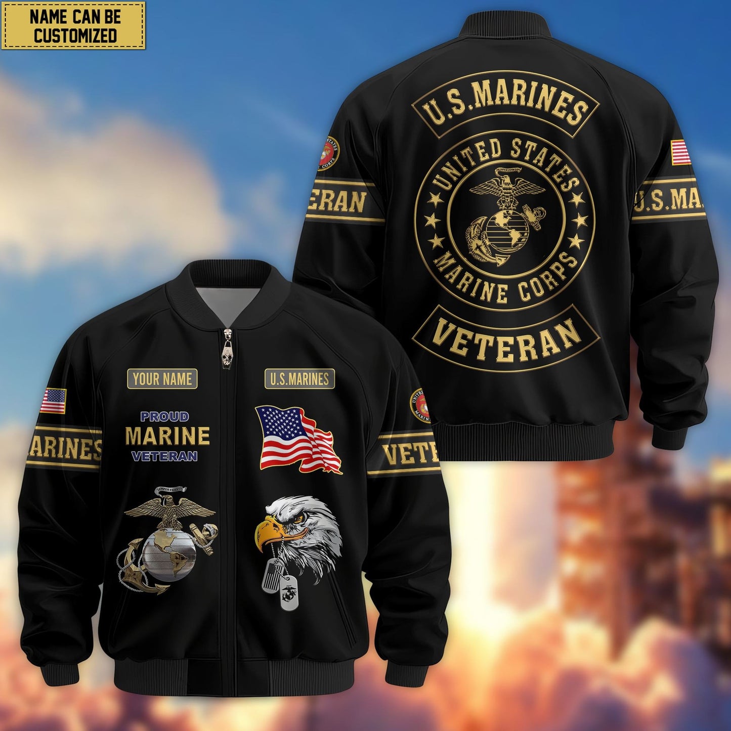 Premium Personalized US Veterans Bomber Jacket da120901, Gifts For US Veterans, Gifts For Veterans Day