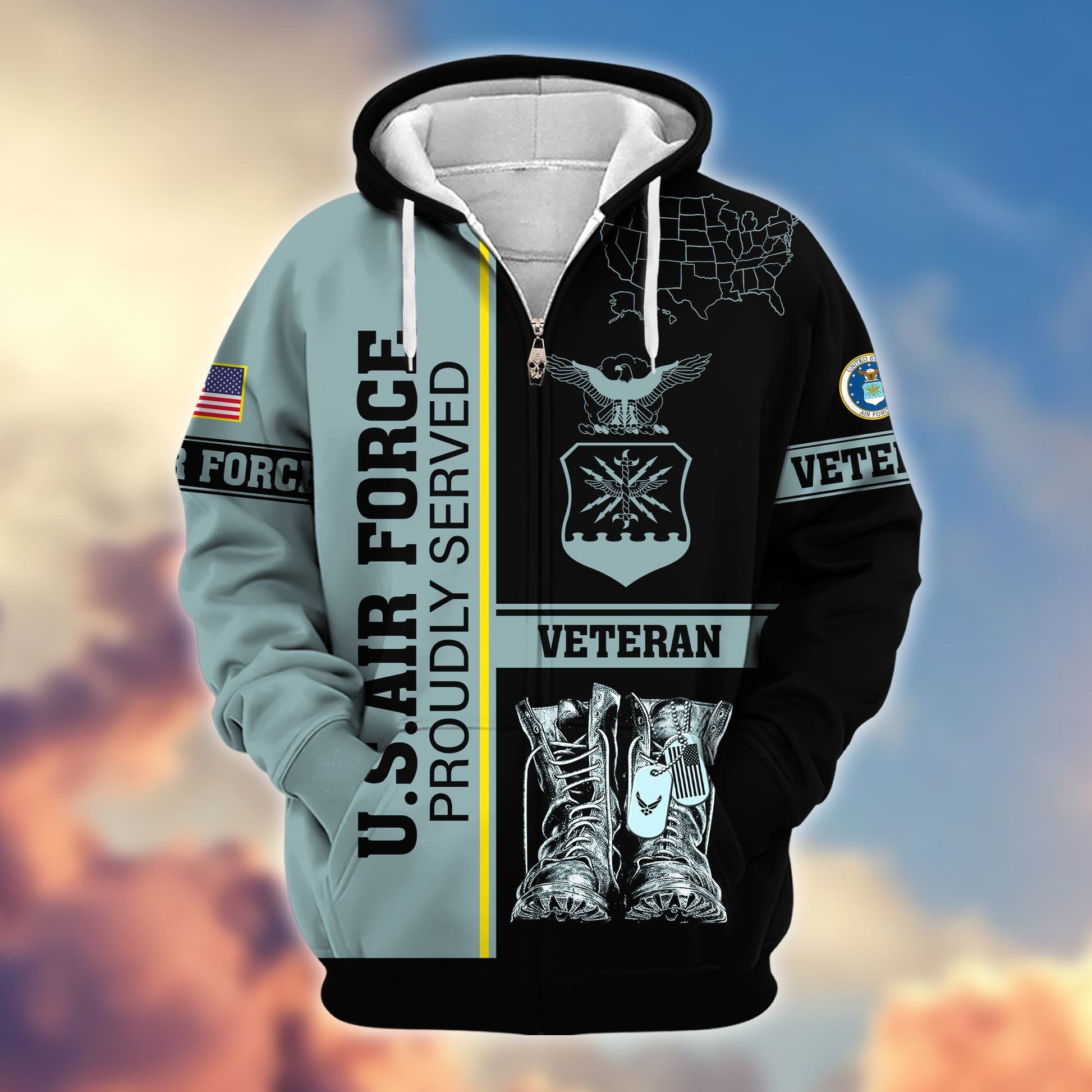Premium US Veterans Zip Hoodie HF080111, Gifts For US Veterans Gifts On Father's Day, Armed Force Day, Independence Day, Veterans Day., easychoo.com