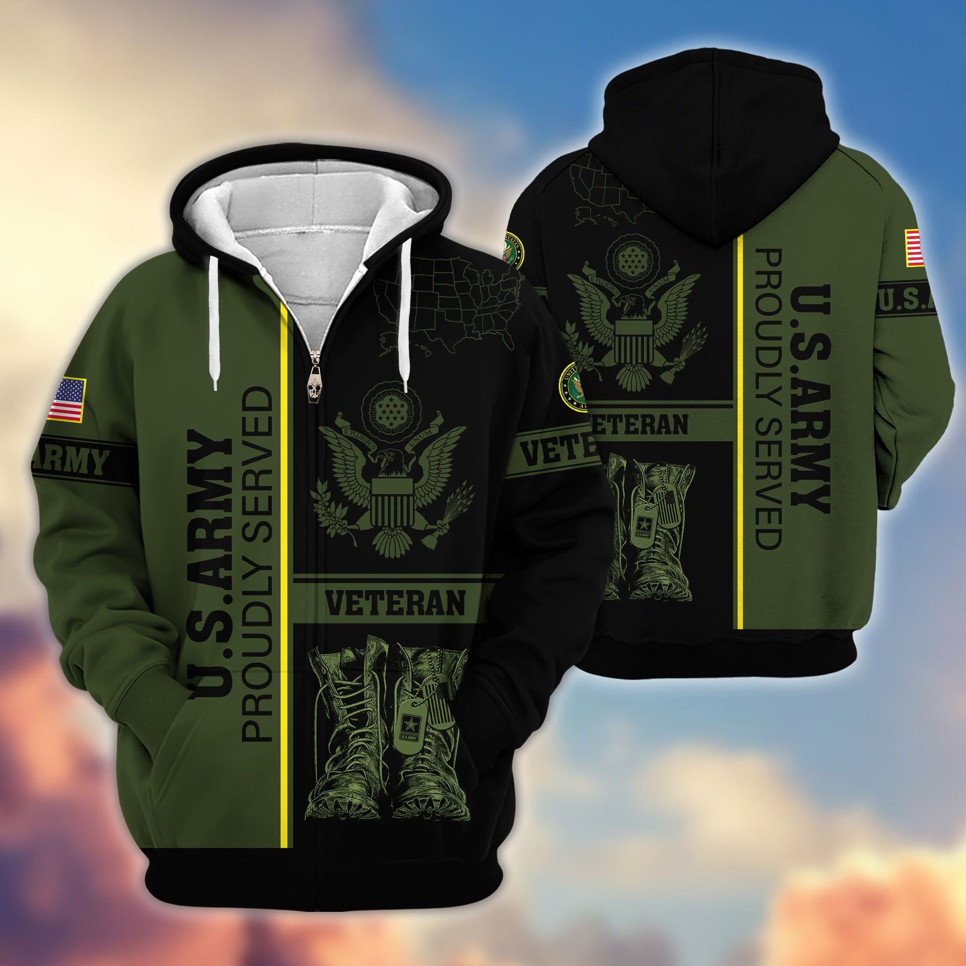 Premium US Veterans Zip Hoodie HF080111, Gifts For US Veterans Gifts On Father's Day, Armed Force Day, Independence Day, Veterans Day., easychoo.com