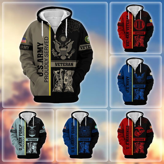 Premium US Veterans Zip Hoodie HF080111, Gifts For US Veterans Gifts On Father's Day, Armed Force Day, Independence Day, Veterans Day., easychoo.com