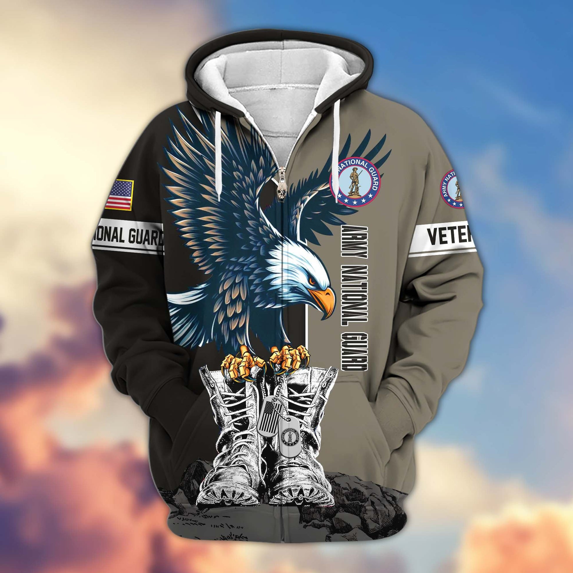 Premium US Veterans Zip Hoodie HF110111, Gifts For US Veterans, Gifts For Dad, Gifts On Armed Force Day, Independence Day, Veterans Day., easychoo.com