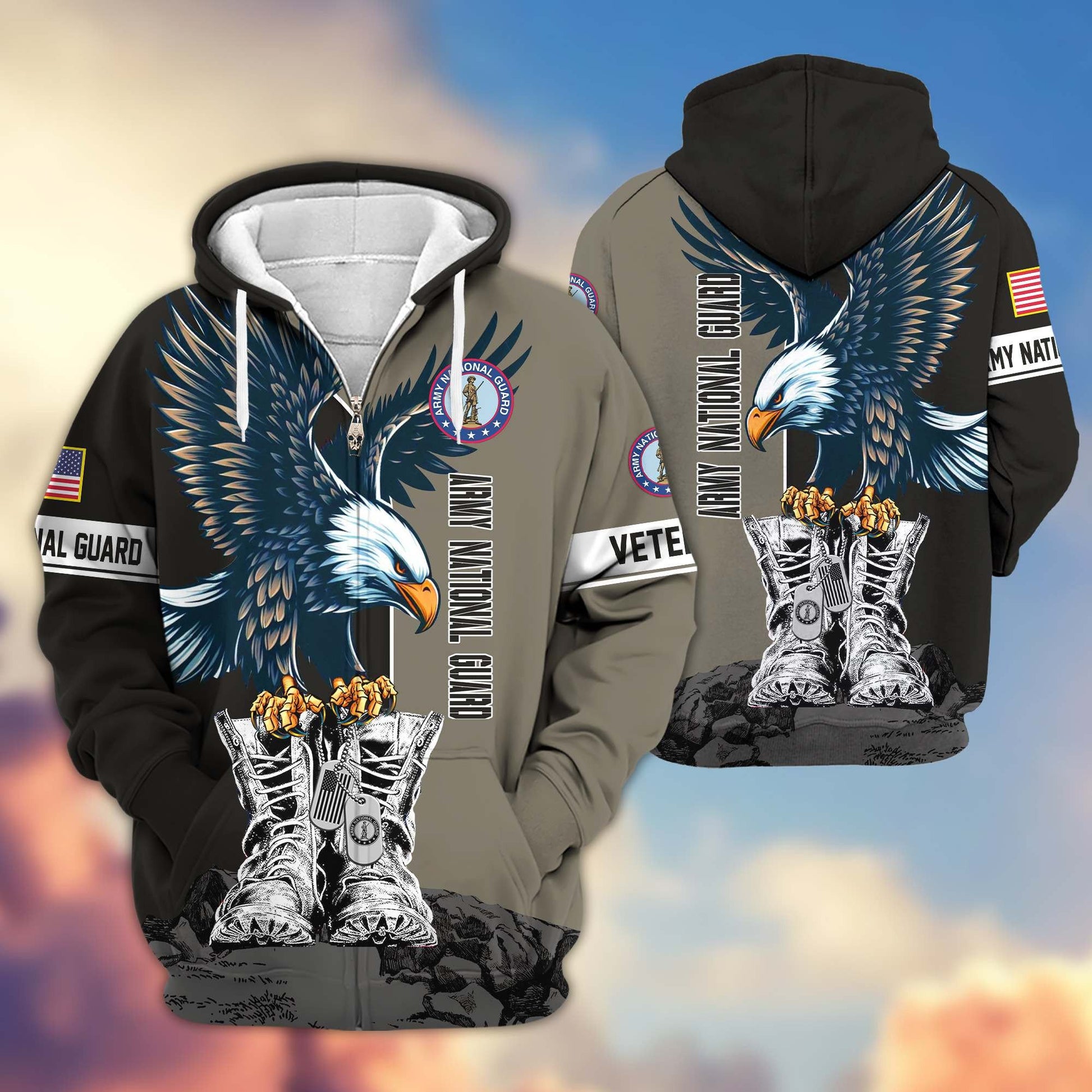 Premium US Veterans Zip Hoodie HF110111, Gifts For US Veterans, Gifts For Dad, Gifts On Armed Force Day, Independence Day, Veterans Day., easychoo.com