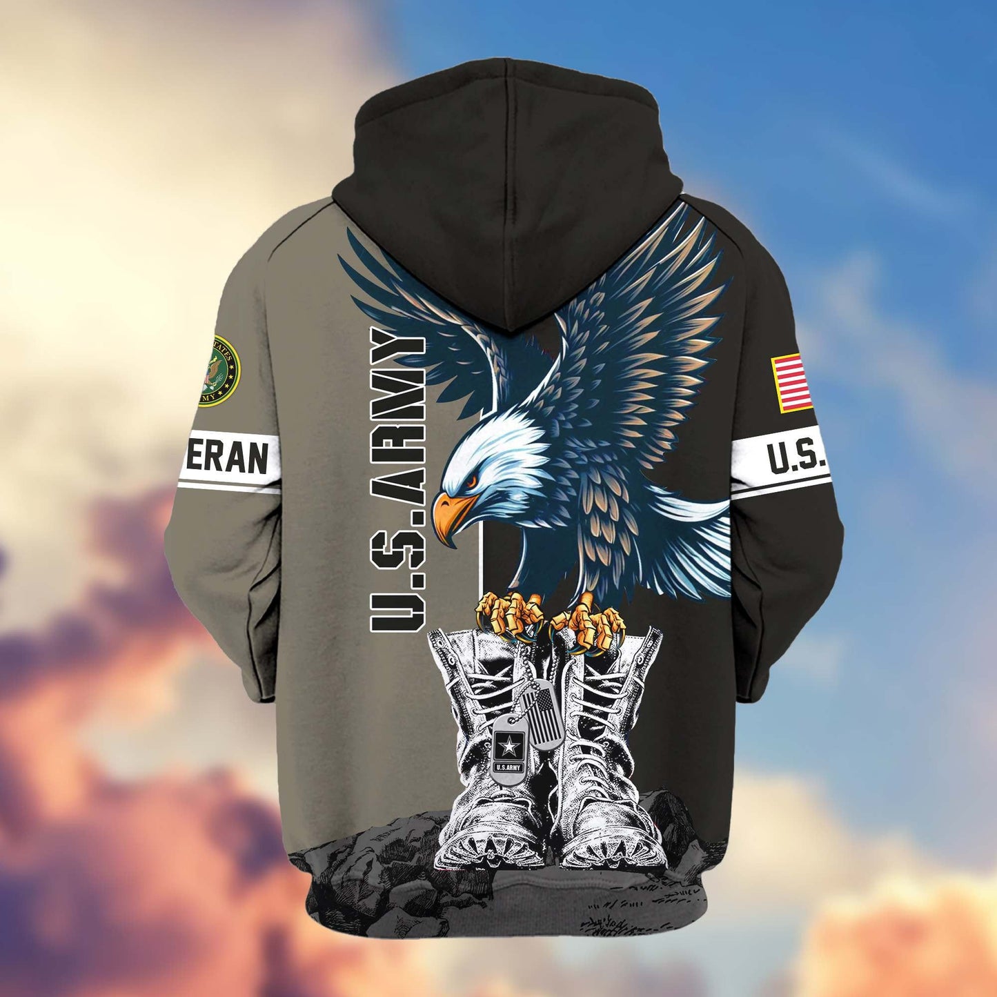 Premium US Veterans Zip Hoodie HF110111, Gifts For US Veterans, Gifts For Dad, Gifts On Armed Force Day, Independence Day, Veterans Day., easychoo.com