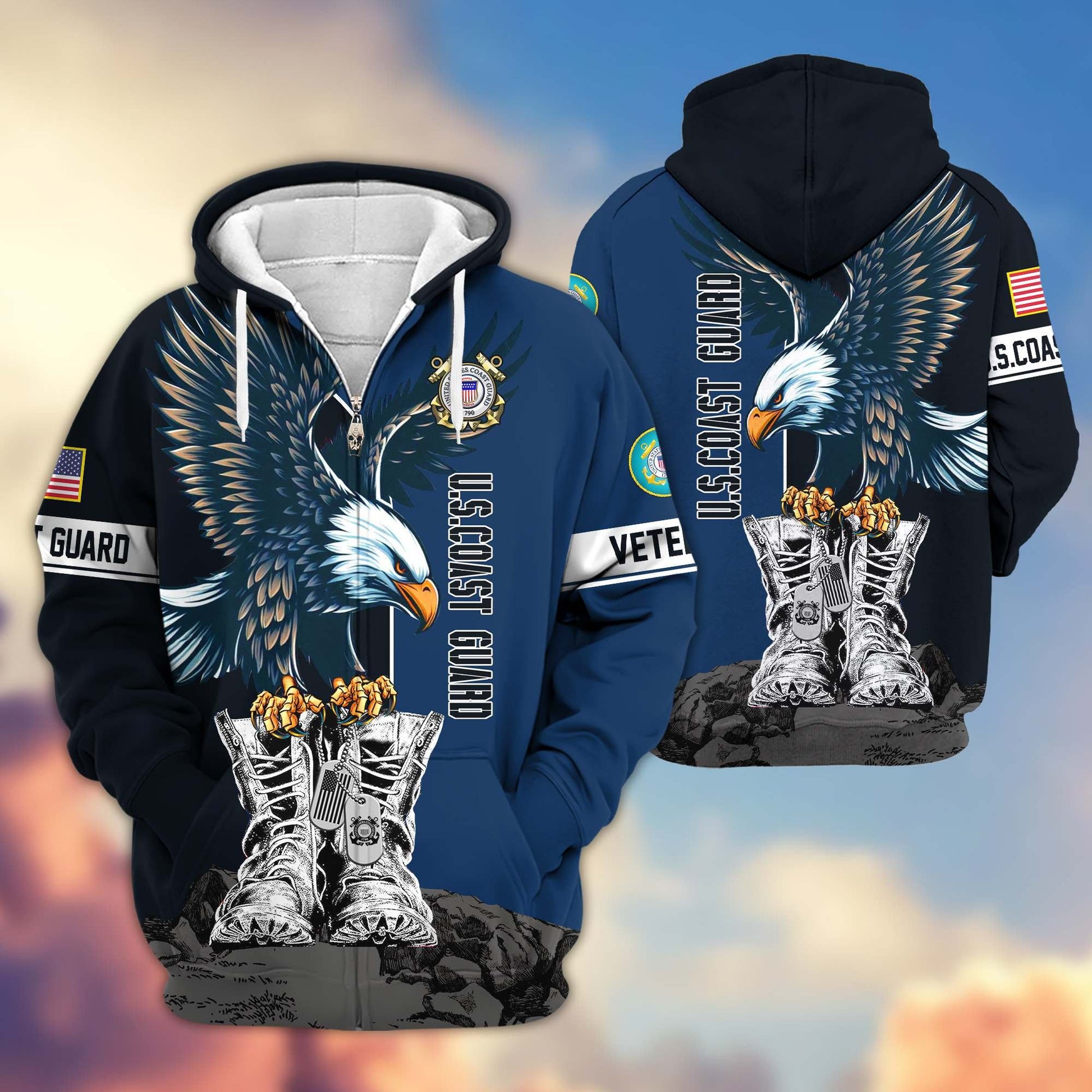 Premium US Veterans Zip Hoodie HF110111, Gifts For US Veterans, Gifts For Dad, Gifts On Armed Force Day, Independence Day, Veterans Day., easychoo.com