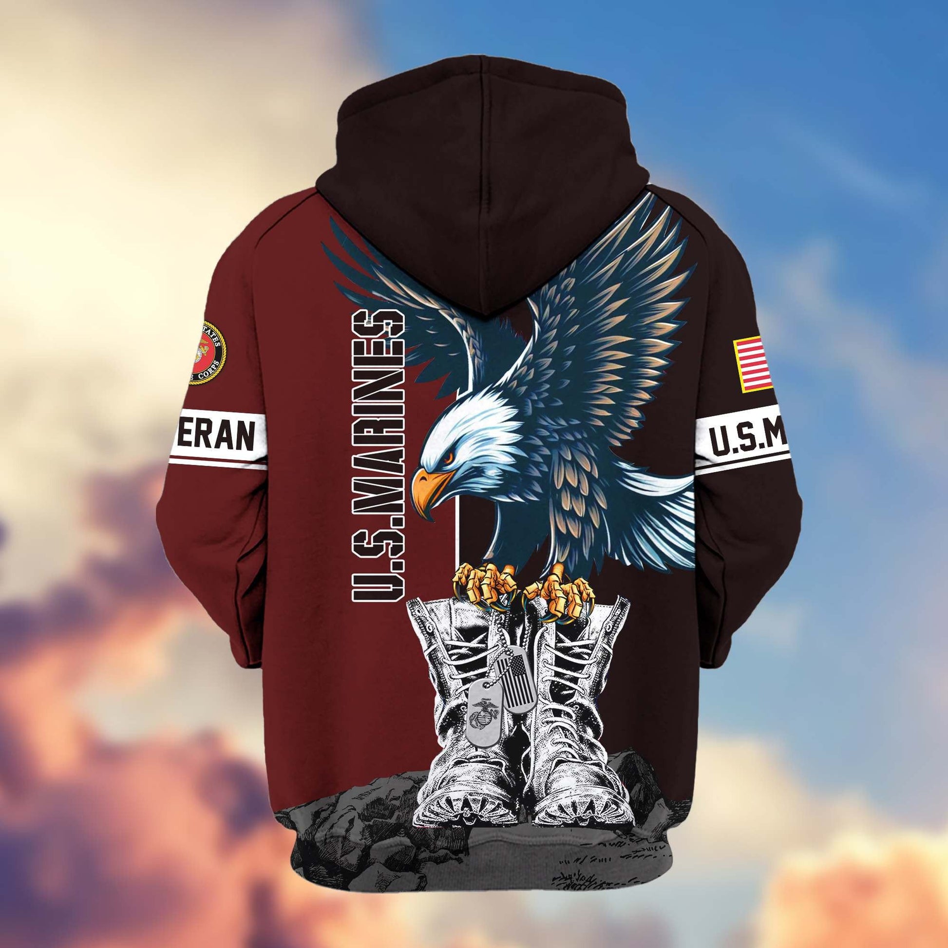 Premium US Veterans Zip Hoodie HF110111, Gifts For US Veterans, Gifts For Dad, Gifts On Armed Force Day, Independence Day, Veterans Day., easychoo.com