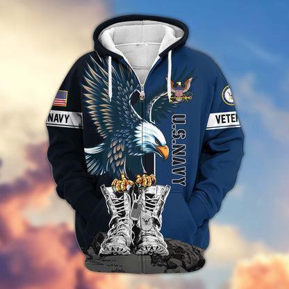 Premium US Veterans Zip Hoodie HF110111, Gifts For US Veterans, Gifts For Dad, Gifts On Armed Force Day, Independence Day, Veterans Day., easychoo.com