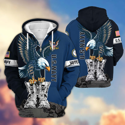 Premium US Veterans Zip Hoodie HF110111, Gifts For US Veterans, Gifts For Dad, Gifts On Armed Force Day, Independence Day, Veterans Day., easychoo.com