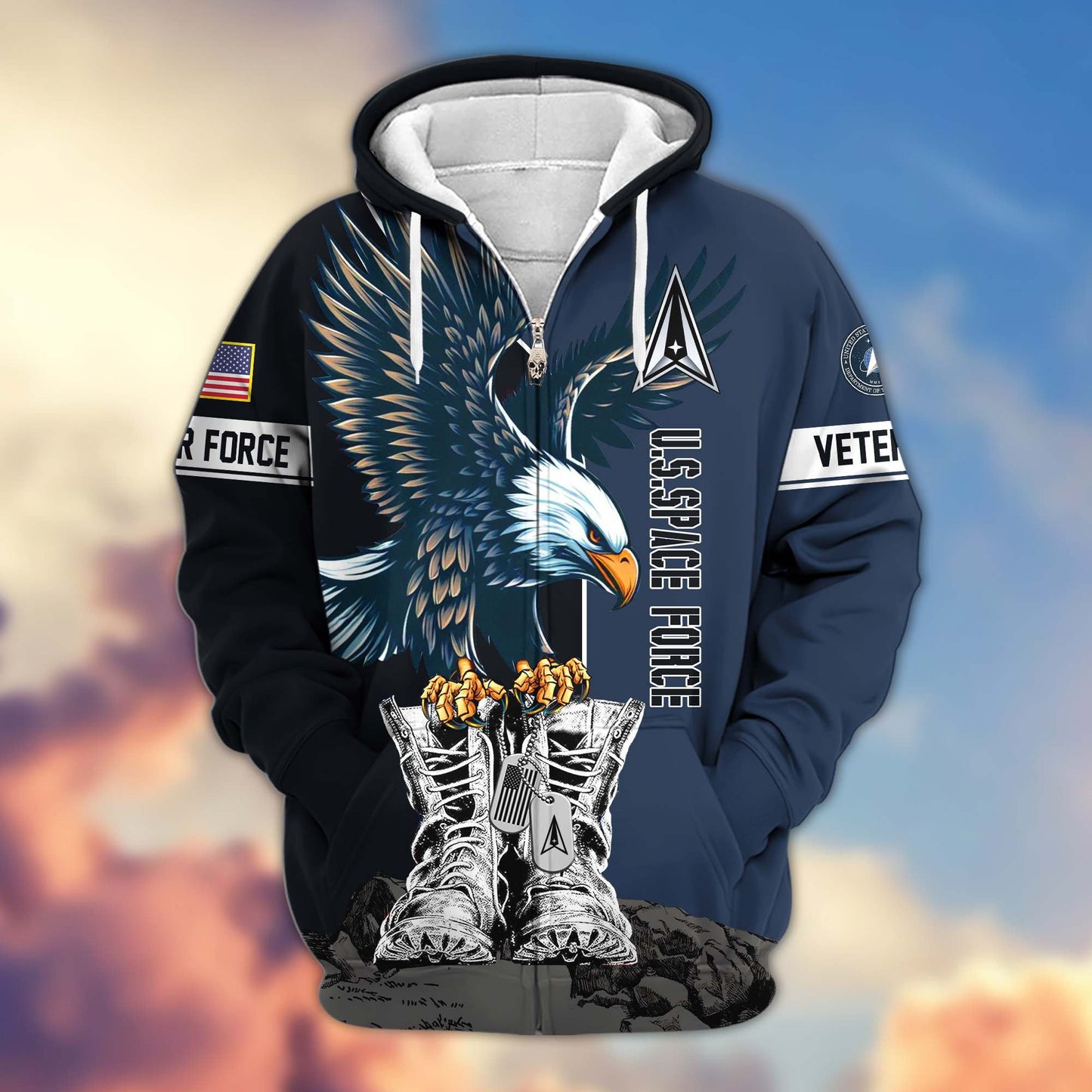 Premium US Veterans Zip Hoodie HF110111, Gifts For US Veterans, Gifts For Dad, Gifts On Armed Force Day, Independence Day, Veterans Day., easychoo.com