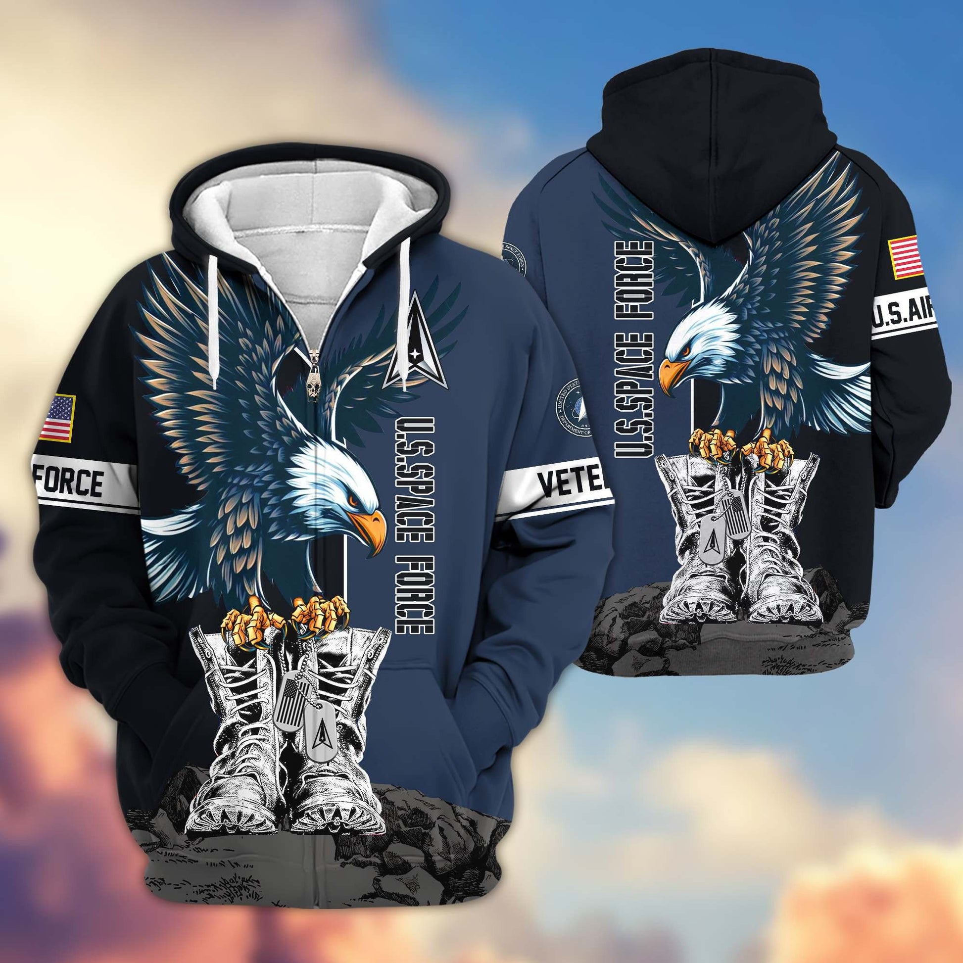 Premium US Veterans Zip Hoodie HF110111, Gifts For US Veterans, Gifts For Dad, Gifts On Armed Force Day, Independence Day, Veterans Day., easychoo.com