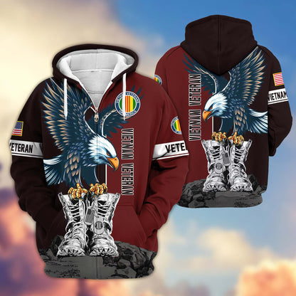 Premium US Veterans Zip Hoodie HF110111, Gifts For US Veterans, Gifts For Dad, Gifts On Armed Force Day, Independence Day, Veterans Day., easychoo.com