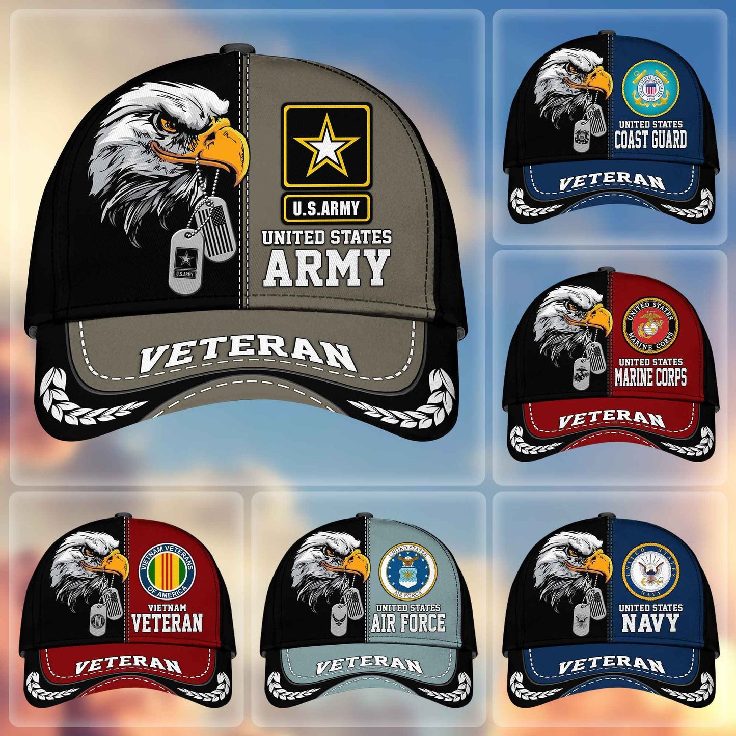 Premium US Veterans Cap hucc270211, Gifts For US Veterans, Gifts On Father's Day, Armed Forces Day, Independence Day, Veterans Day.