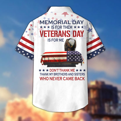 Premium US Veterans Collection da060301, Memorial Day Is For Them Veterans Day Is For Me, Gifts For US Veterans, Best Gifts On Memorial Day, Father's Day, Independence Day, Armed Forces Day, Veterans Day.