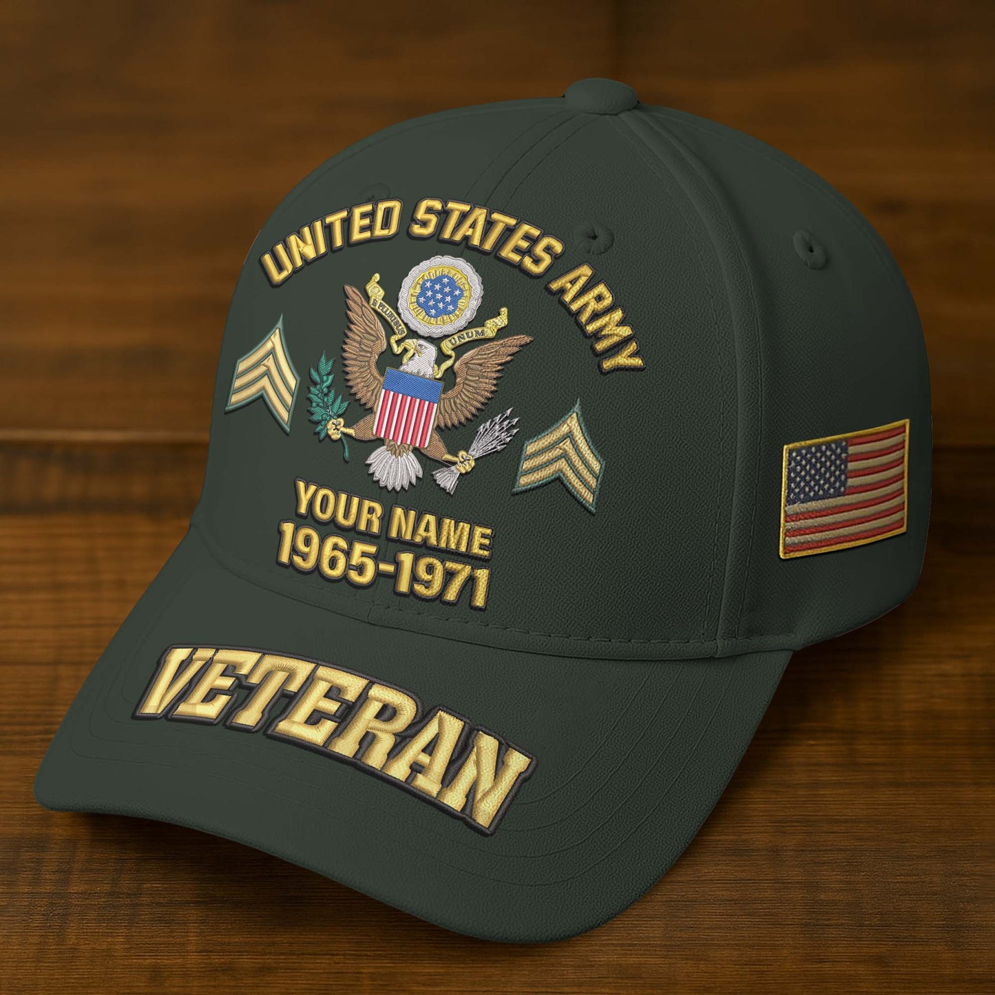 Premium Custom Name, Rank, Year, US Veterans Embroidered Hats da300601, Gift For US Veterans, Gifts On Father's Day, Armed Forces Day, Veterans Day.