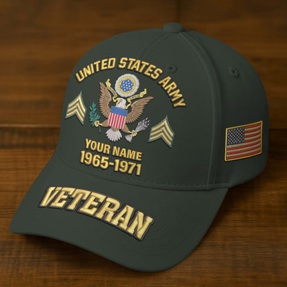 Premium Custom Name, Rank, Year, US Veterans Embroidered Hats da300601, Gift For US Veterans, Gifts On Father's Day, Armed Forces Day, Veterans Day.