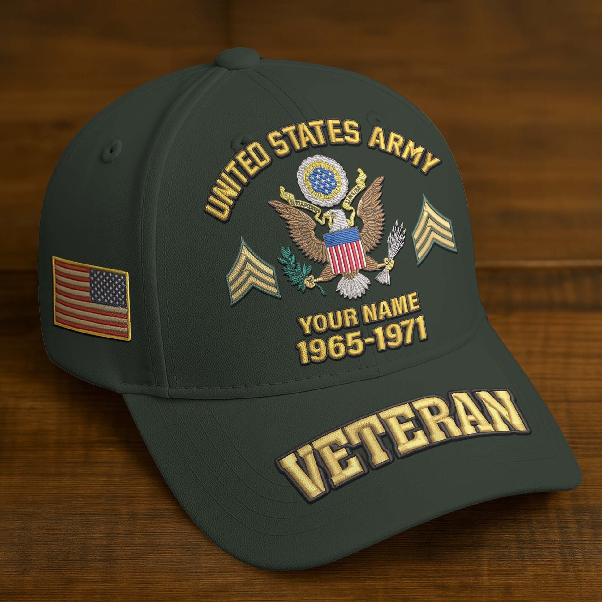 Premium Custom Name, Rank, Year, US Veterans Embroidered Hats da300601, Gift For US Veterans, Gifts On Father's Day, Armed Forces Day, Veterans Day.