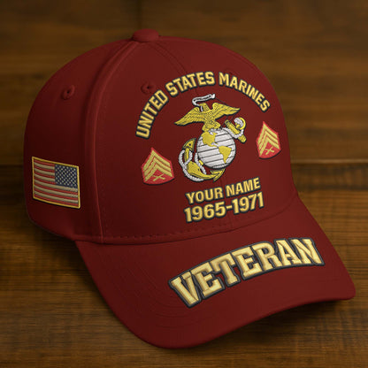 Premium Custom Name, Rank, Year, US Veterans Embroidered Hats da300601, Gift For US Veterans, Gifts On Father's Day, Armed Forces Day, Veterans Day.