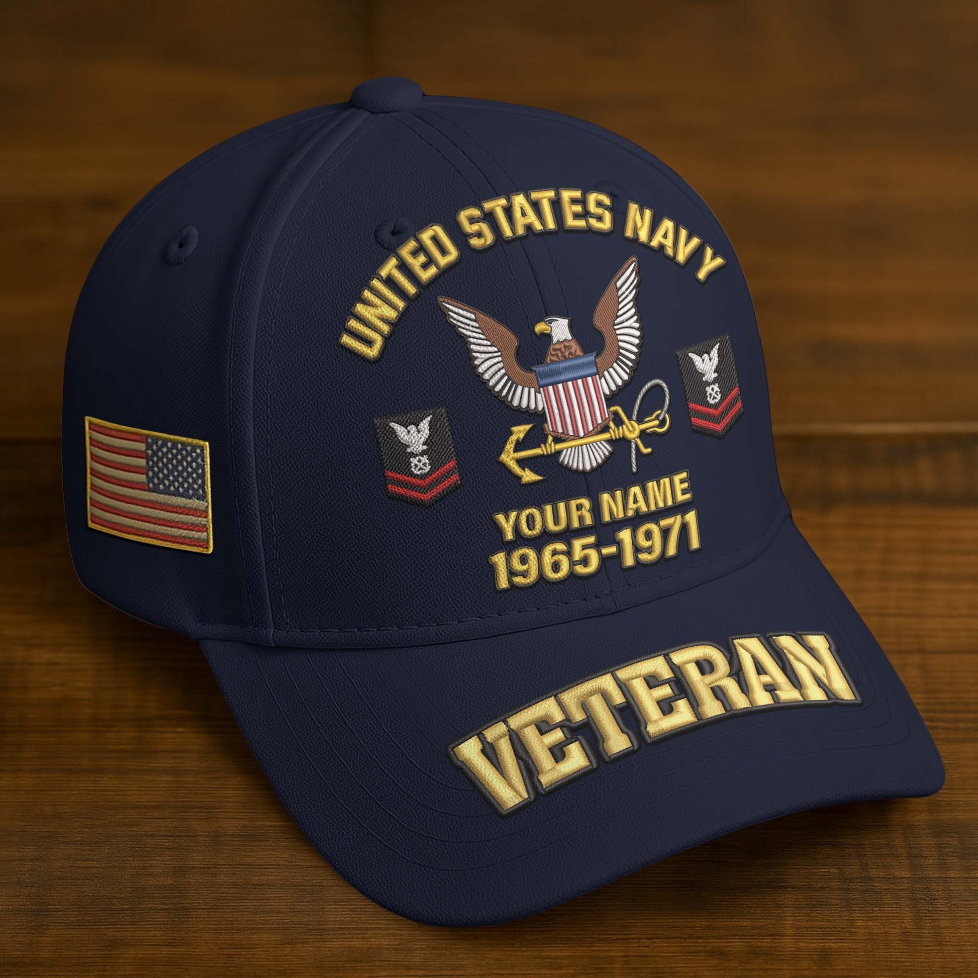 Premium Custom Name, Rank, Year, US Veterans Embroidered Hats da300601, Gift For US Veterans, Gifts On Father's Day, Armed Forces Day, Veterans Day.