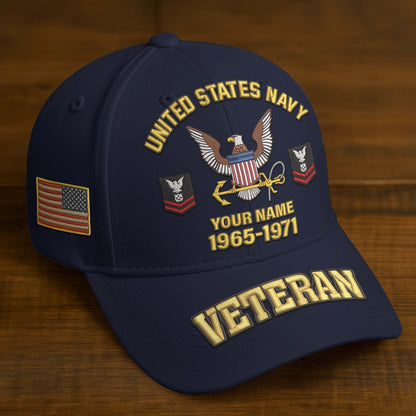 Premium Custom Name, Rank, Year, US Veterans Embroidered Hats da300601, Gift For US Veterans, Gifts On Father's Day, Armed Forces Day, Veterans Day.