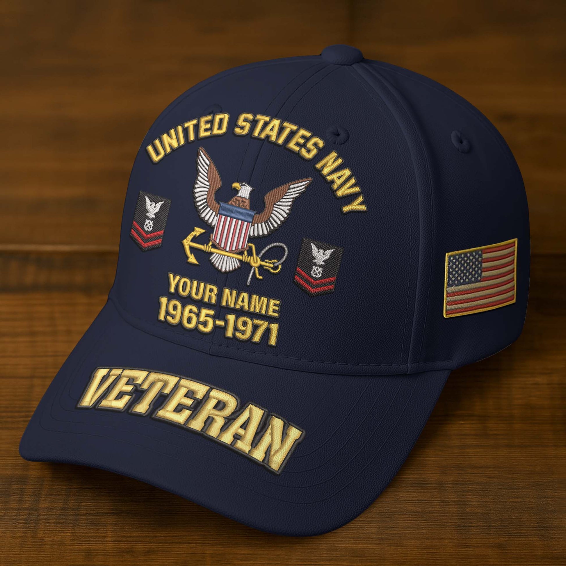 Premium Custom Name, Rank, Year, US Veterans Embroidered Hats da300601, Gift For US Veterans, Gifts On Father's Day, Armed Forces Day, Veterans Day.