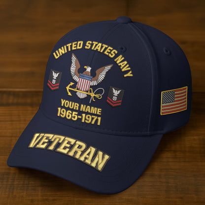 Premium Custom Name, Rank, Year, US Veterans Embroidered Hats da300601, Gift For US Veterans, Gifts On Father's Day, Armed Forces Day, Veterans Day.